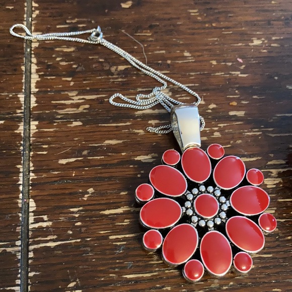 Reversible red and turquoise colored pendant - Picture 4 of 7